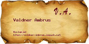 Valdner Ambrus névjegykártya
